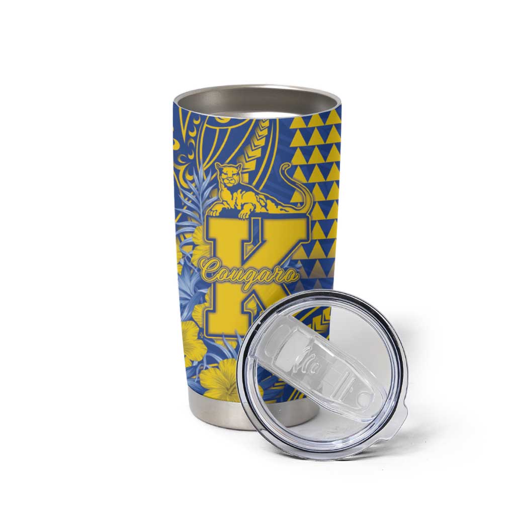 Personalised Hawaii Kaiser High School Tumbler Cup Tribal Tattoo With Hibiscus Flowers