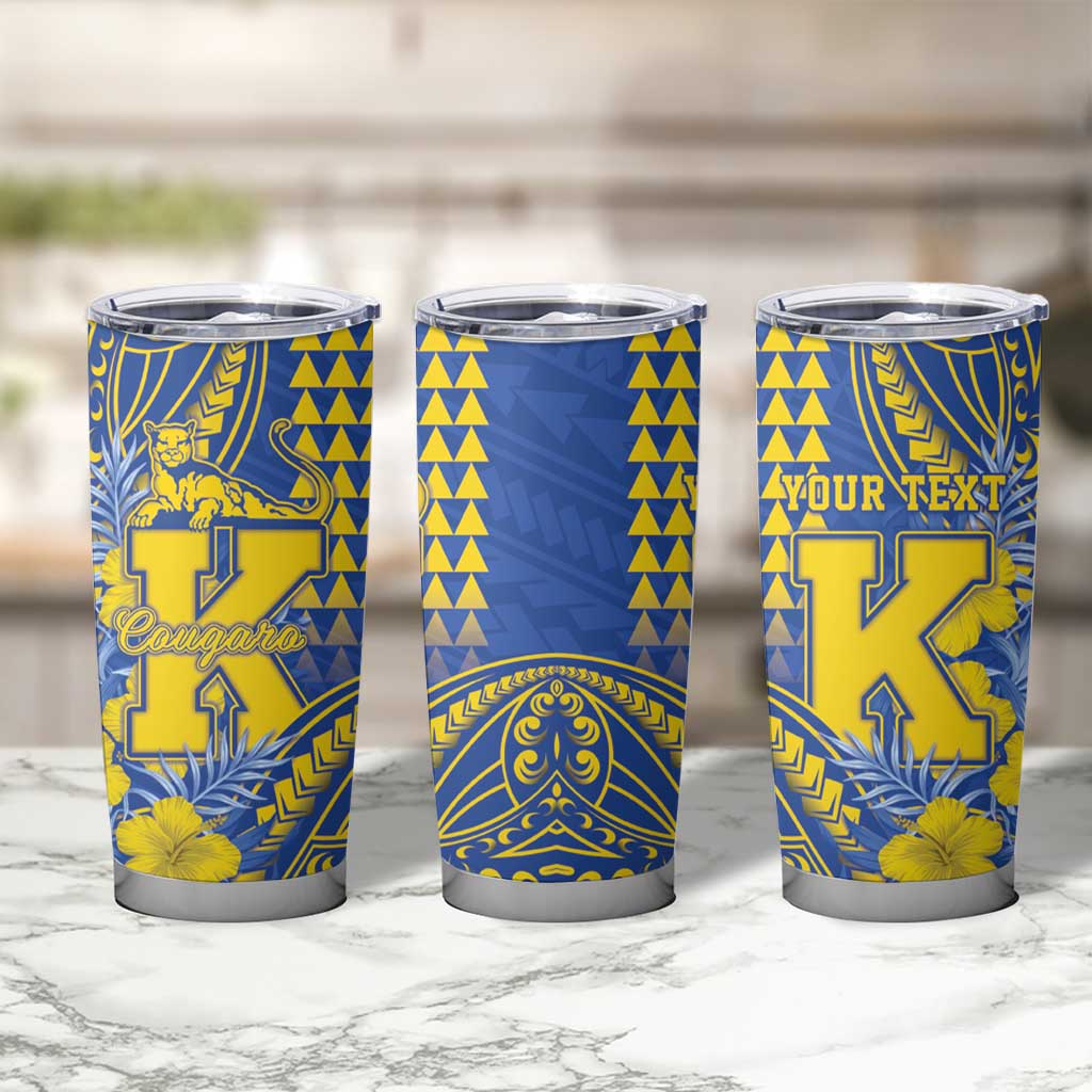 Personalised Hawaii Kaiser High School Tumbler Cup Tribal Tattoo With Hibiscus Flowers