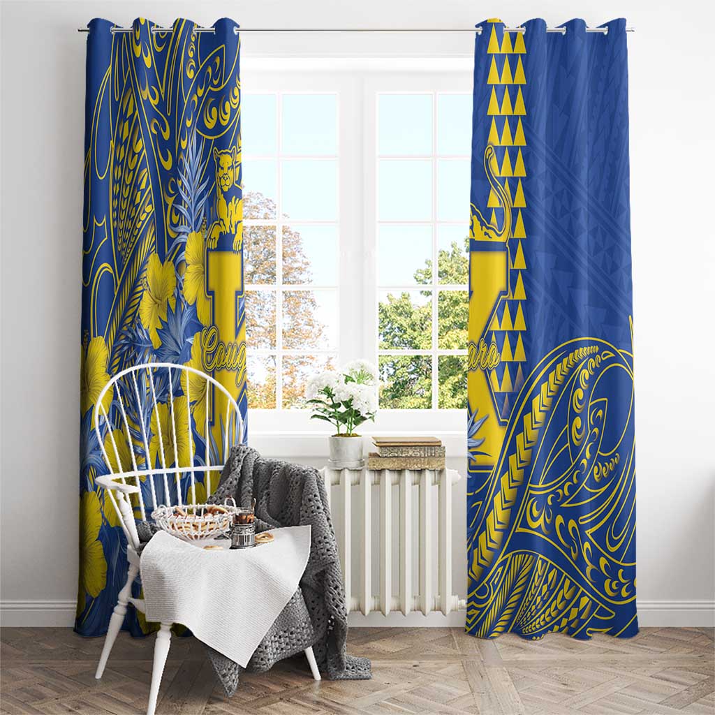 Hawaii Kaiser High School Window Curtain Tribal Tattoo With Hibiscus Flowers