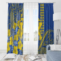 Hawaii Kaiser High School Window Curtain Tribal Tattoo With Hibiscus Flowers