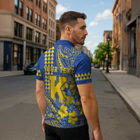 Personalised Hawaii Kaiser High School Zipper Polo Shirt Tribal Tattoo With Hibiscus Flowers