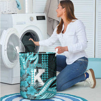 Hawaii Kapolei High School Laundry Basket Tribal Tattoo With Hibiscus Flowers