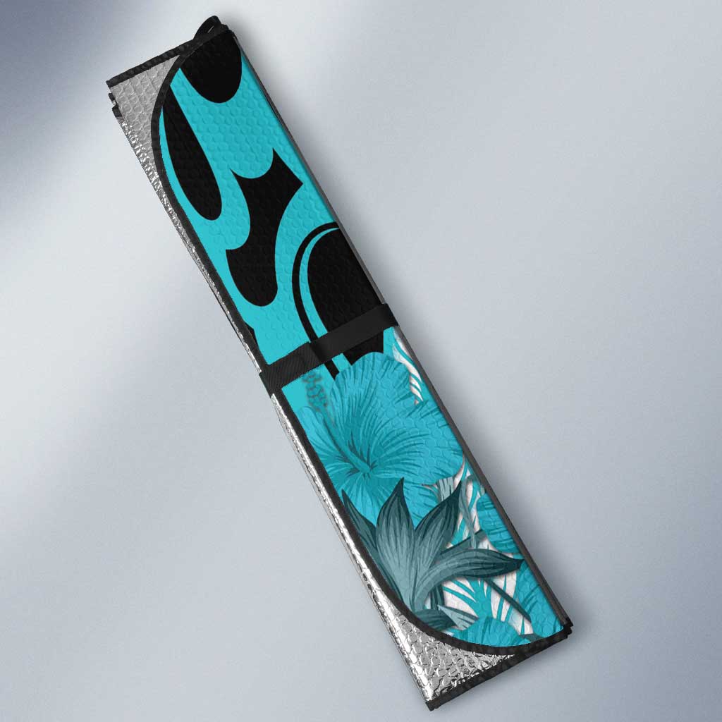 Hawaii Kapolei High School Auto Sun Shade Tribal Tattoo With Hibiscus Flowers