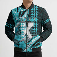 Personalised Hawaii Kapolei High School Bomber Puffer Jacket Tribal Tattoo With Hibiscus Flowers