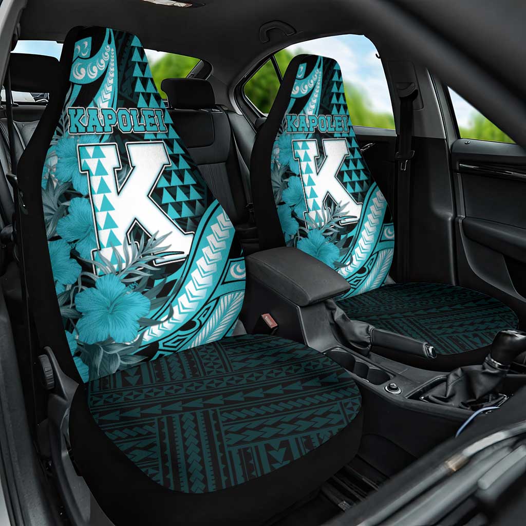 Hawaii Kapolei High School Car Seat Cover Tribal Tattoo With Hibiscus Flowers