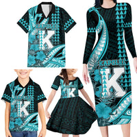Personalised Hawaii Kapolei High School Family Matching Long Sleeve Bodycon Dress and Hawaiian Shirt Tribal Tattoo With Hibiscus Flowers LT05 - Polynesian Pride