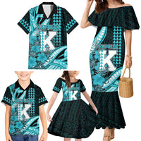 Personalised Hawaii Kapolei High School Family Matching Mermaid Dress and Hawaiian Shirt Tribal Tattoo With Hibiscus Flowers LT05 - Polynesian Pride