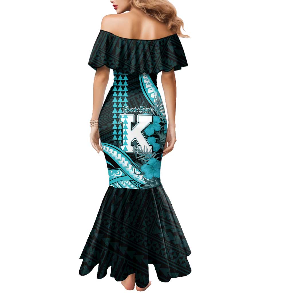 Personalised Hawaii Kapolei High School Family Matching Mermaid Dress and Hawaiian Shirt Tribal Tattoo With Hibiscus Flowers LT05 - Polynesian Pride