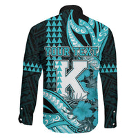 Personalised Hawaii Kapolei High School Family Matching Off The Shoulder Long Sleeve Dress and Hawaiian Shirt Tribal Tattoo With Hibiscus Flowers LT05 - Polynesian Pride