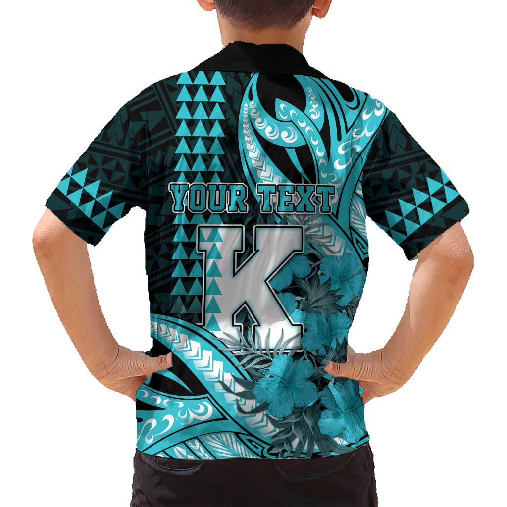 Personalised Hawaii Kapolei High School Family Matching Off Shoulder Maxi Dress and Hawaiian Shirt Tribal Tattoo With Hibiscus Flowers LT05 - Polynesian Pride