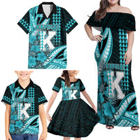 Personalised Hawaii Kapolei High School Family Matching Off Shoulder Maxi Dress and Hawaiian Shirt Tribal Tattoo With Hibiscus Flowers LT05 - Polynesian Pride