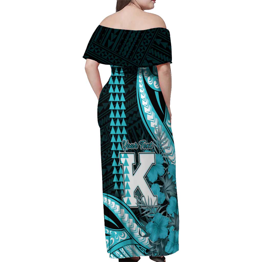 Personalised Hawaii Kapolei High School Family Matching Off Shoulder Maxi Dress and Hawaiian Shirt Tribal Tattoo With Hibiscus Flowers LT05 - Polynesian Pride