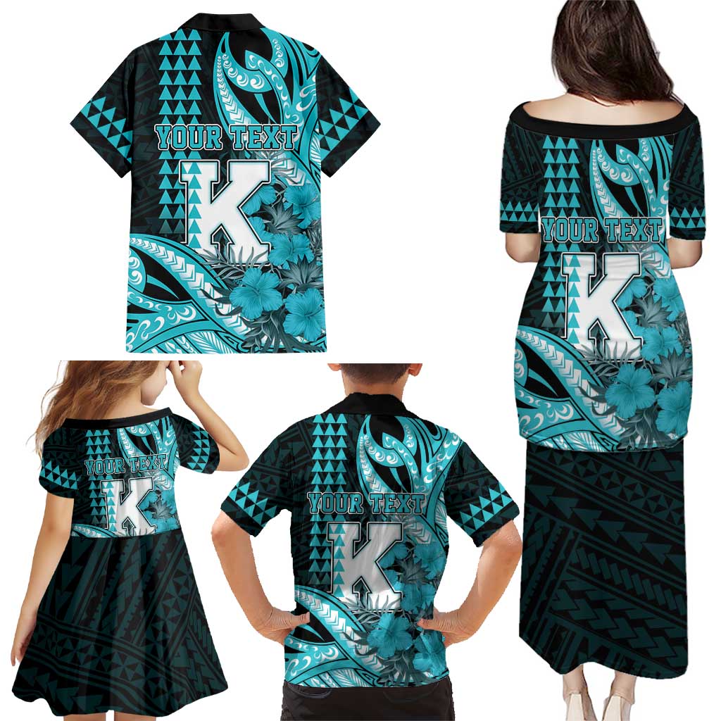 Personalised Hawaii Kapolei High School Family Matching Puletasi and Hawaiian Shirt Tribal Tattoo With Hibiscus Flowers LT05 - Polynesian Pride
