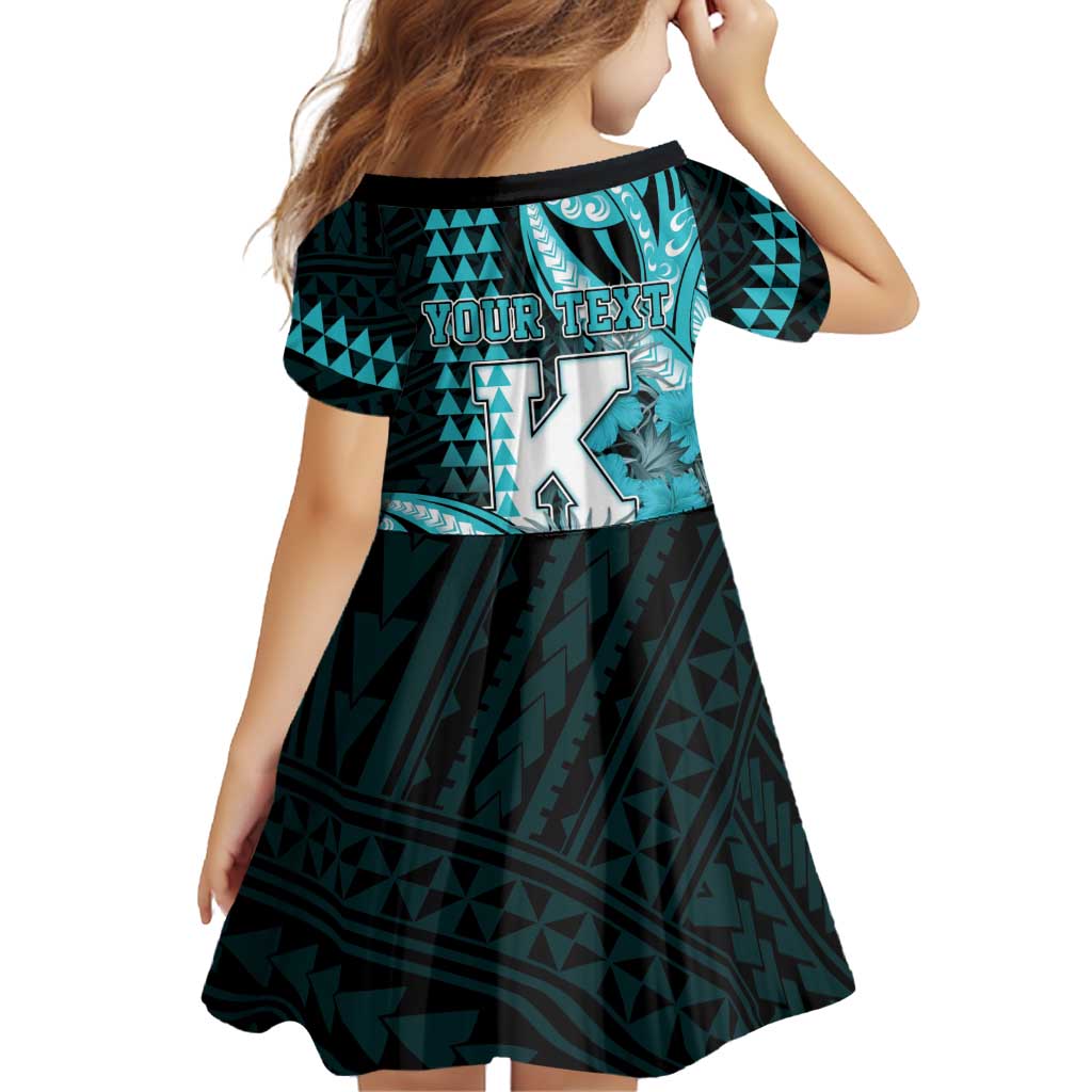 Personalised Hawaii Kapolei High School Family Matching Short Sleeve Bodycon Dress and Hawaiian Shirt Tribal Tattoo With Hibiscus Flowers LT05 - Polynesian Pride