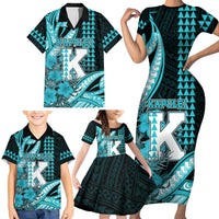 Personalised Hawaii Kapolei High School Family Matching Short Sleeve Bodycon Dress and Hawaiian Shirt Tribal Tattoo With Hibiscus Flowers LT05 - Polynesian Pride