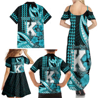 Personalised Hawaii Kapolei High School Family Matching Summer Maxi Dress and Hawaiian Shirt Tribal Tattoo With Hibiscus Flowers LT05 - Polynesian Pride