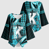 Personalised Hawaii Kapolei High School Kimono Sleeve Blouse Tribal Tattoo With Hibiscus Flowers