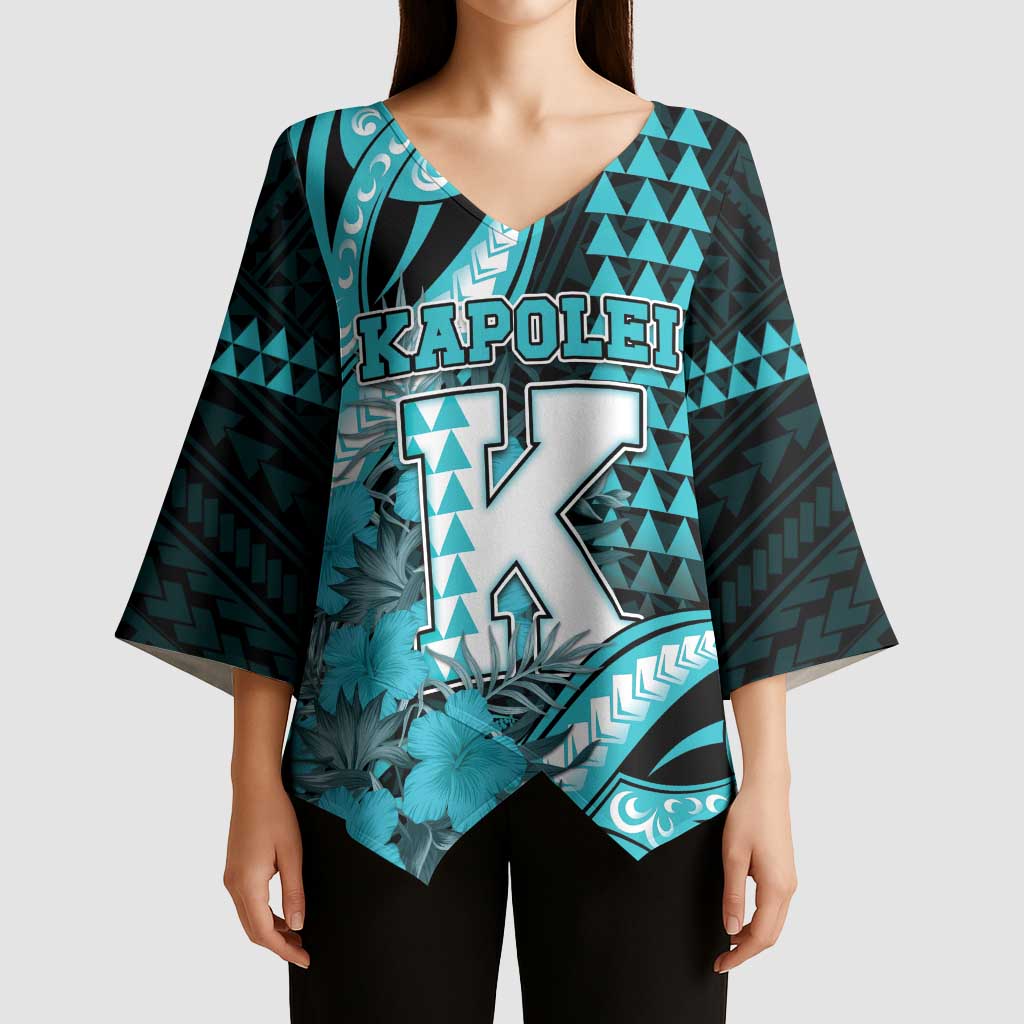 Personalised Hawaii Kapolei High School Kimono Sleeve Blouse Tribal Tattoo With Hibiscus Flowers