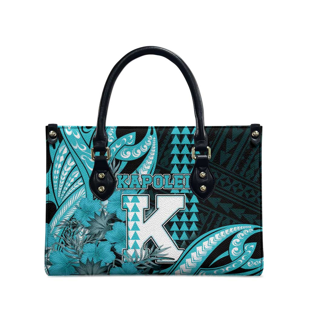 Hawaii Kapolei High School Leather Bag Tribal Tattoo With Hibiscus Flowers