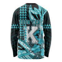 Personalised Hawaii Kapolei High School Long Sleeve Shirt Tribal Tattoo With Hibiscus Flowers