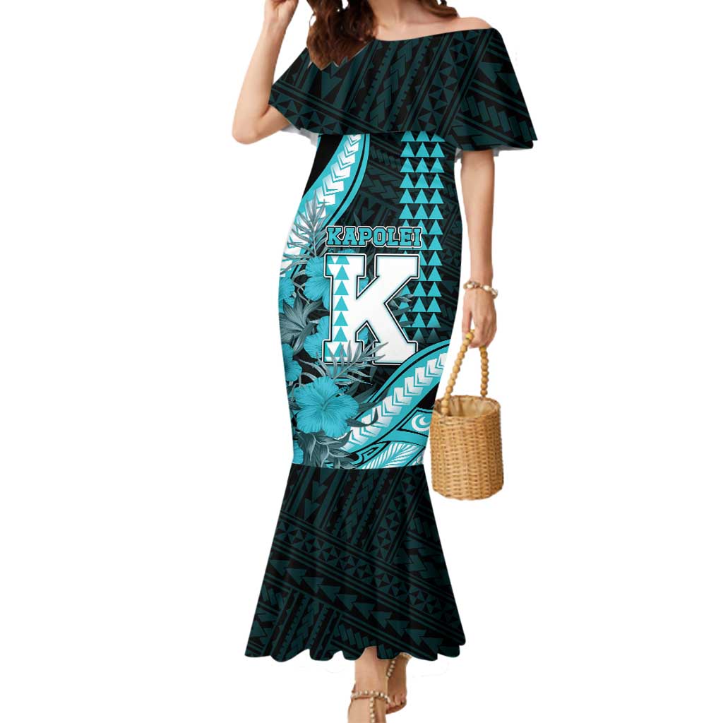Personalised Hawaii Kapolei High School Mermaid Dress Tribal Tattoo With Hibiscus Flowers