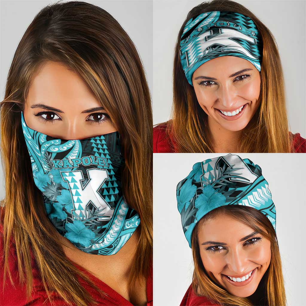 Hawaii Kapolei High School Neck Gaiter Tribal Tattoo With Hibiscus Flowers