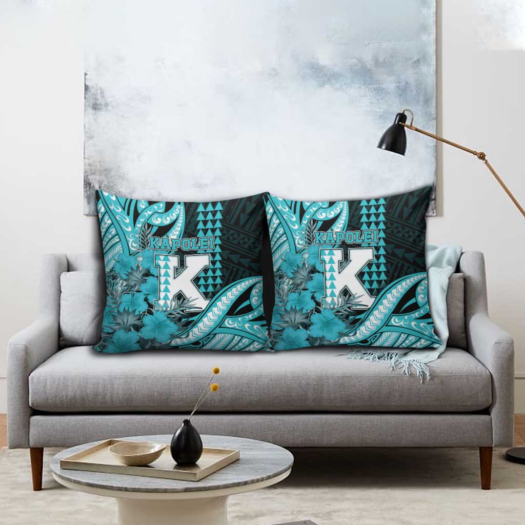 Hawaii Kapolei High School Pillow Cover Tribal Tattoo With Hibiscus Flowers