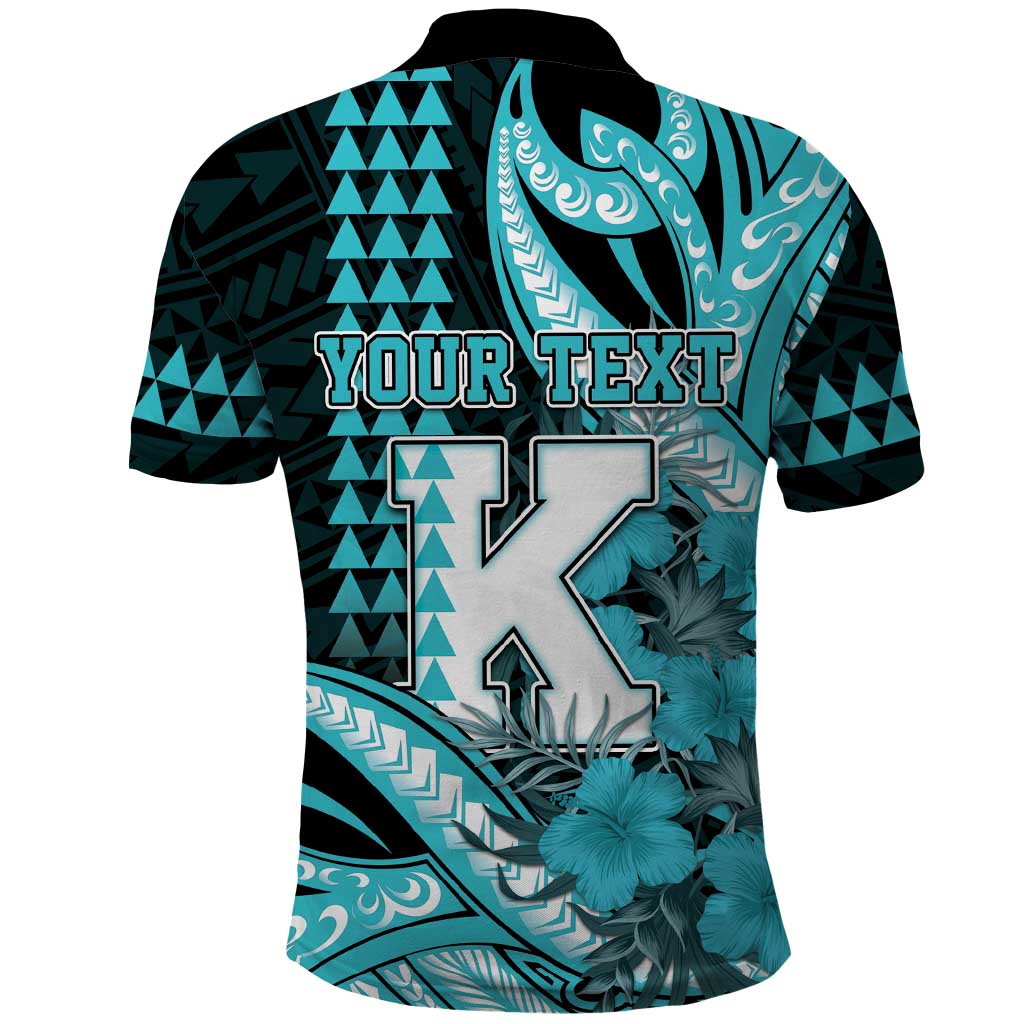 Personalised Hawaii Kapolei High School Polo Shirt Tribal Tattoo With Hibiscus Flowers