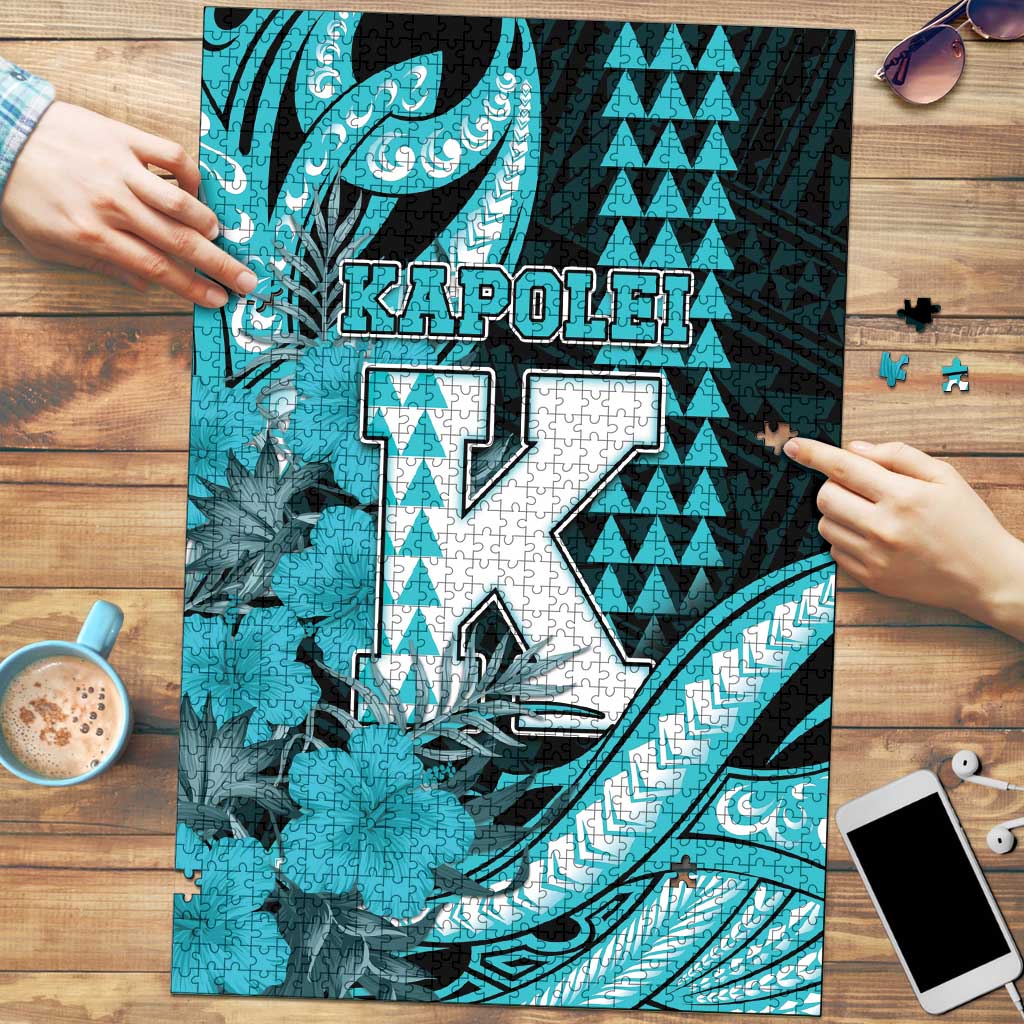 Hawaii Kapolei High School Puzzle Tribal Tattoo With Hibiscus Flowers