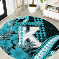 Hawaii Kapolei High School Round Carpet Tribal Tattoo With Hibiscus Flowers