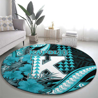 Hawaii Kapolei High School Round Carpet Tribal Tattoo With Hibiscus Flowers