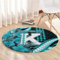 Hawaii Kapolei High School Round Carpet Tribal Tattoo With Hibiscus Flowers