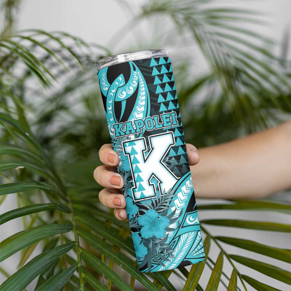 Personalised Hawaii Kapolei High School Skinny Tumbler Tribal Tattoo With Hibiscus Flowers LT05 - Polynesian Pride