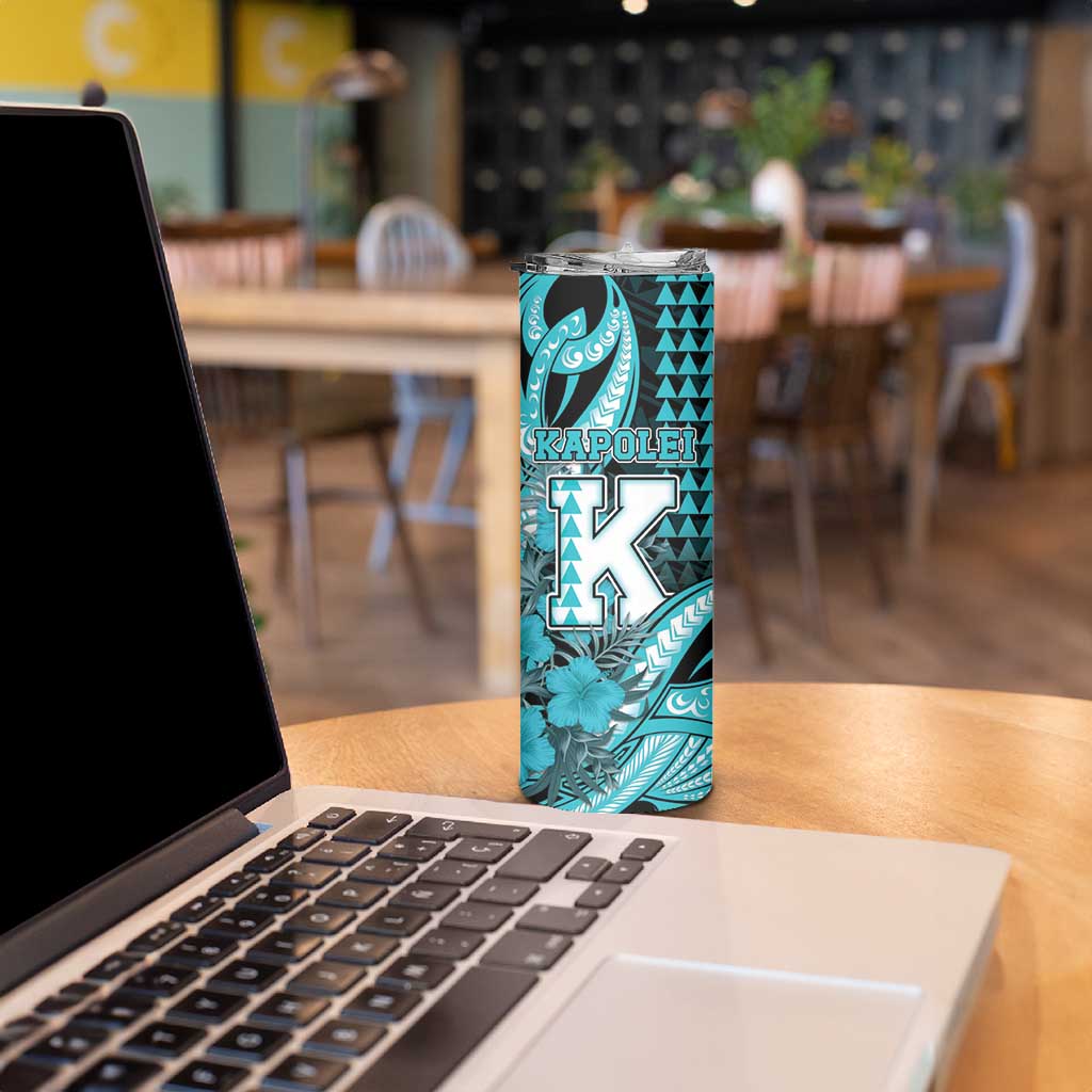 Personalised Hawaii Kapolei High School Skinny Tumbler Tribal Tattoo With Hibiscus Flowers LT05 - Polynesian Pride