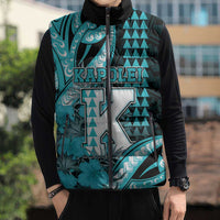 Personalised Hawaii Kapolei High School Sleeveless Puffer Jacket Tribal Tattoo With Hibiscus Flowers