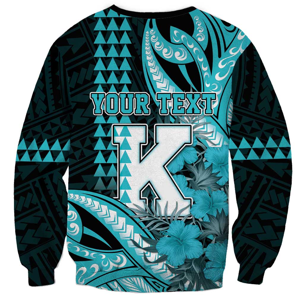 Personalised Hawaii Kapolei High School Sweatshirt Tribal Tattoo With Hibiscus Flowers