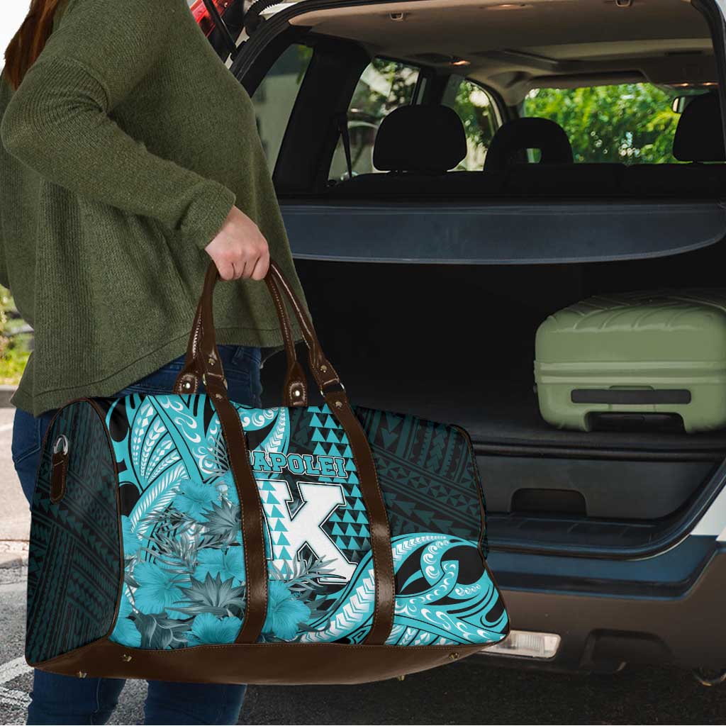 Hawaii Kapolei High School Travel Bag Tribal Tattoo With Hibiscus Flowers