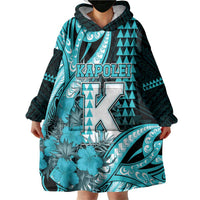 Personalised Hawaii Kapolei High School Wearable Blanket Hoodie Tribal Tattoo With Hibiscus Flowers