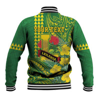 Personalised Hawaii Leilehua High School Baseball Jacket Tribal Tattoo With Hibiscus Flowers