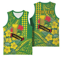 Personalised Hawaii Leilehua High School Basketball Jersey Tribal Tattoo With Hibiscus Flowers