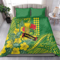 Hawaii Leilehua High School Bedding Set Tribal Tattoo With Hibiscus Flowers
