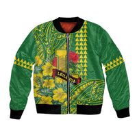 Personalised Hawaii Leilehua High School Bomber Jacket Tribal Tattoo With Hibiscus Flowers