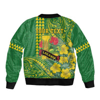 Personalised Hawaii Leilehua High School Bomber Jacket Tribal Tattoo With Hibiscus Flowers