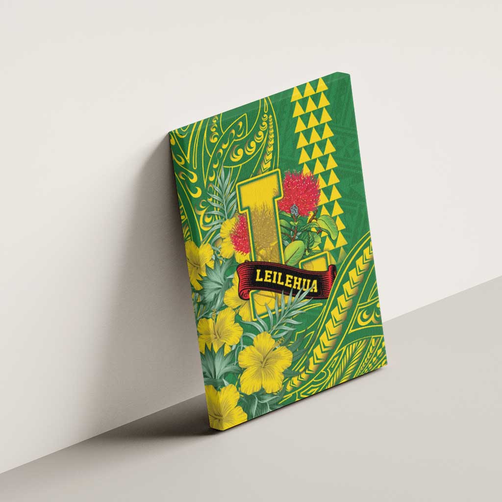 Hawaii Leilehua High School Canvas Wall Art Tribal Tattoo With Hibiscus Flowers