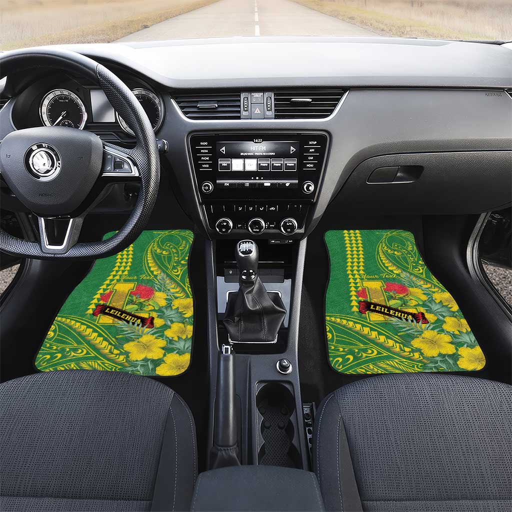 Personalised Hawaii Leilehua High School Car Mats Tribal Tattoo With Hibiscus Flowers