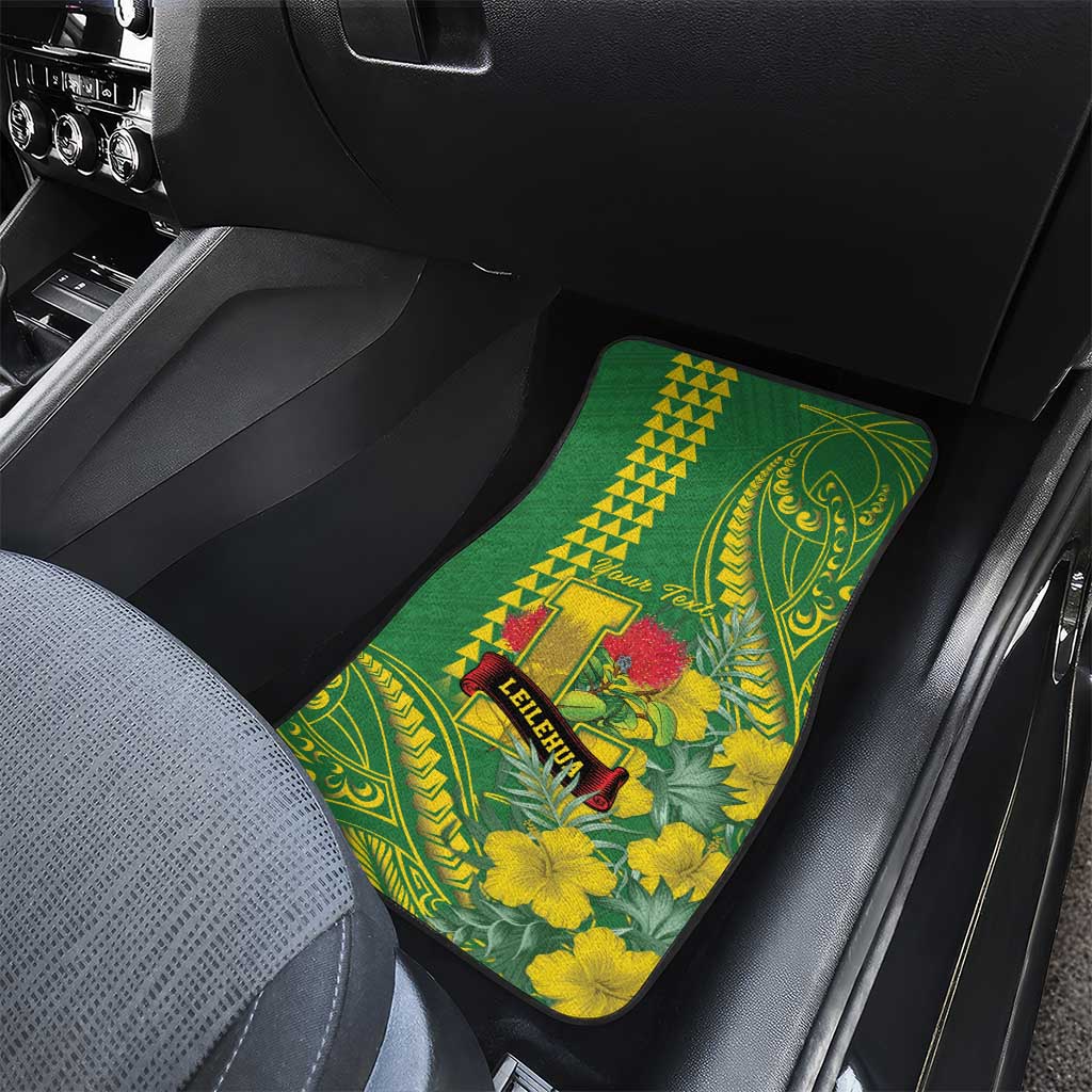 Personalised Hawaii Leilehua High School Car Mats Tribal Tattoo With Hibiscus Flowers