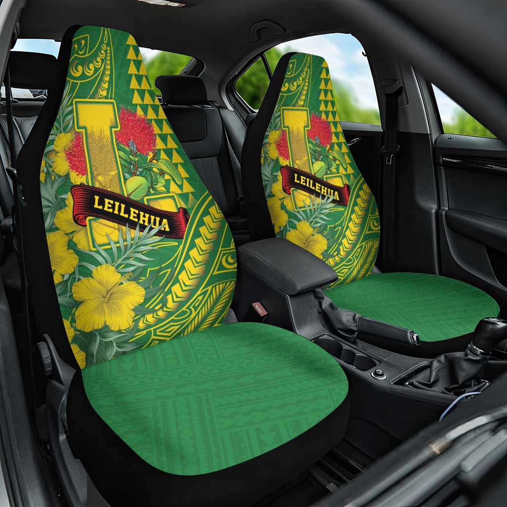 Hawaii Leilehua High School Car Seat Cover Tribal Tattoo With Hibiscus Flowers