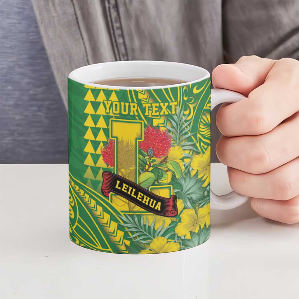 Personalised Hawaii Leilehua High School Ceramic Mug Tribal Tattoo With Hibiscus Flowers