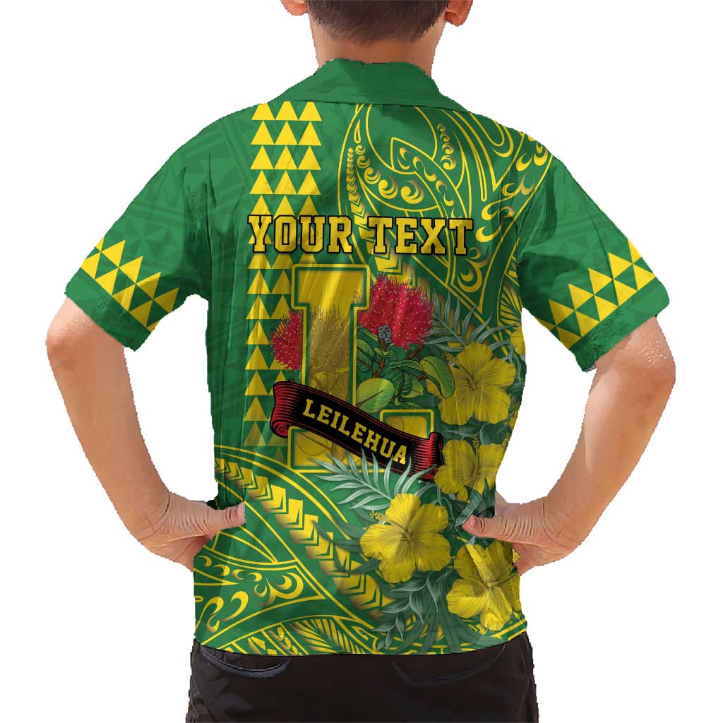 Personalised Hawaii Leilehua High School Family Matching Short Sleeve Bodycon Dress and Hawaiian Shirt Tribal Tattoo With Hibiscus Flowers LT05 - Polynesian Pride