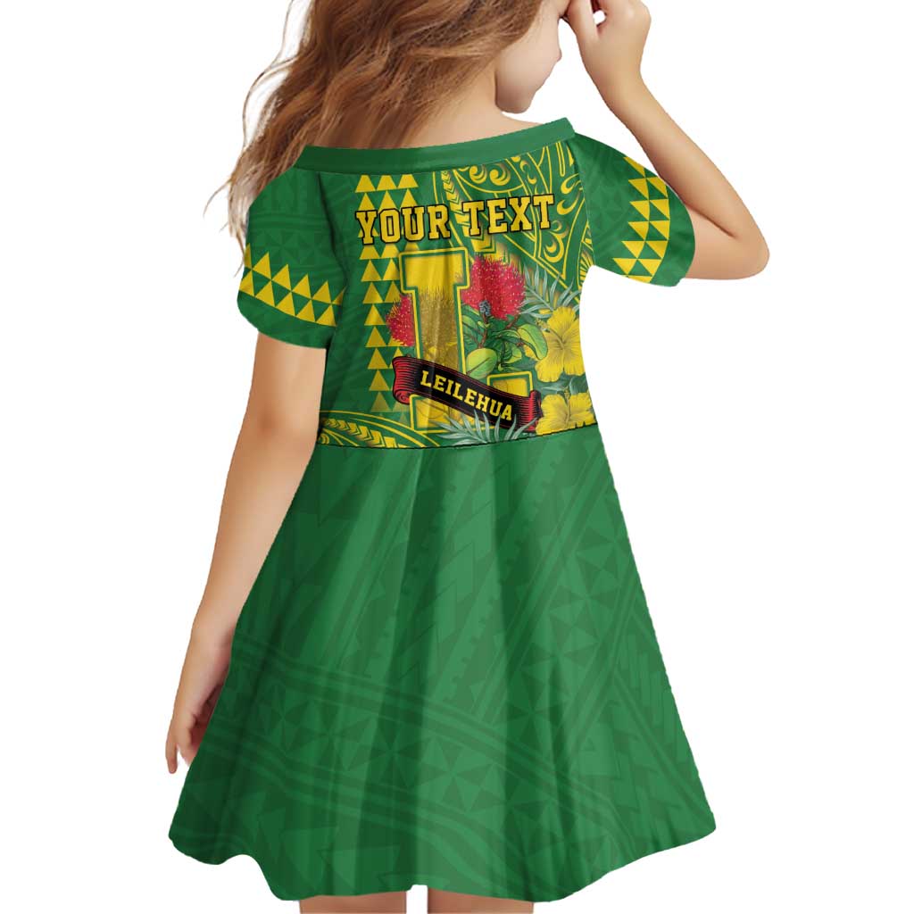 Personalised Hawaii Leilehua High School Family Matching Short Sleeve Bodycon Dress and Hawaiian Shirt Tribal Tattoo With Hibiscus Flowers LT05 - Polynesian Pride